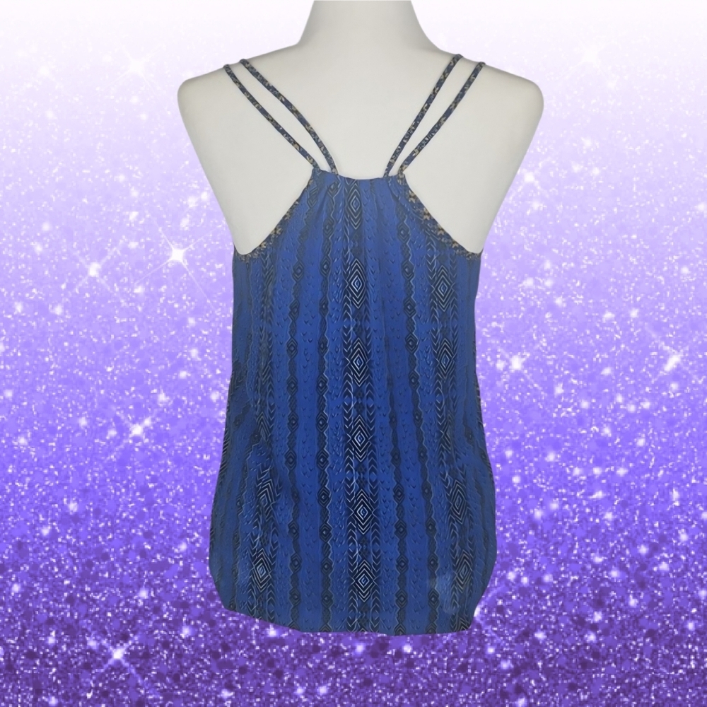 Geometric Cami Top in Blue Yellow Pattern, Size S - Picture 3 of 6